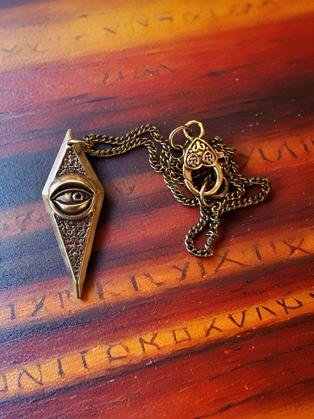 Antique Golden Brass Evil Eye Pendant Necklace